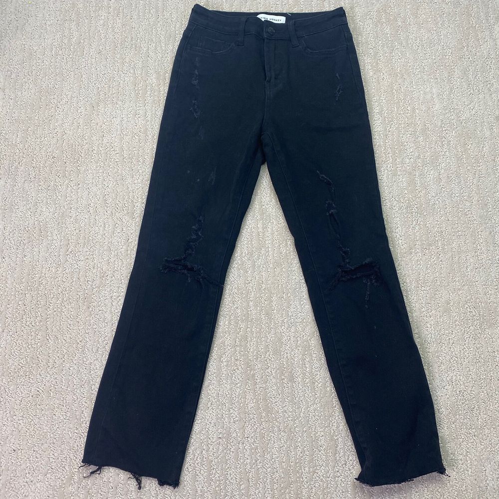 Flying Monkey Women's Size 25 Black Denim Skinny Jeans Distressed